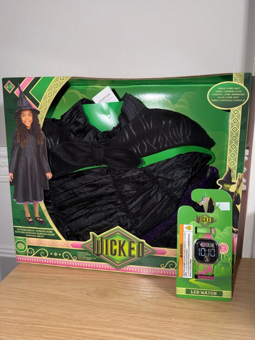 Wicked Girls Black Witch Costume with LED Watch - Black